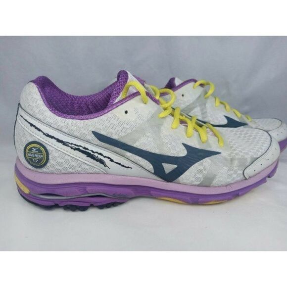 Mizuno Wave Rider 17 Women's Sz‎ W 10 Lightweight Running Shoes White BLK/Purple - Picture 8 of 11